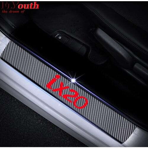 For Hyundai ix20 Car Door Sill Guard Sticker Film 4pcs Anti Scratch Carbon Scuff Pedal Guards Cover Car Styling