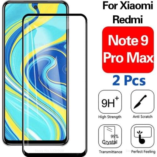 2Pcs Full Cover Glass For Xiaomi Redmi Note 9 Pro 9Pro Max 9S Glass for Redmi Note9 Pro Note9s Tempered Glass Screen Protector
