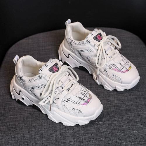 Womens Platform Sneakers Comfy Breathable Mesh Trainers Chunky Heels 5cm Women Shoes Casual Female White Mesh Shoes For Woman