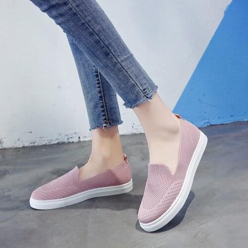 Large Size Women Flats 2020 Loafers Mesh Slip on Flat Shoes Woman Sneakers Casual Shoes Solid Slip-On Round Toe Ladies Shoes
