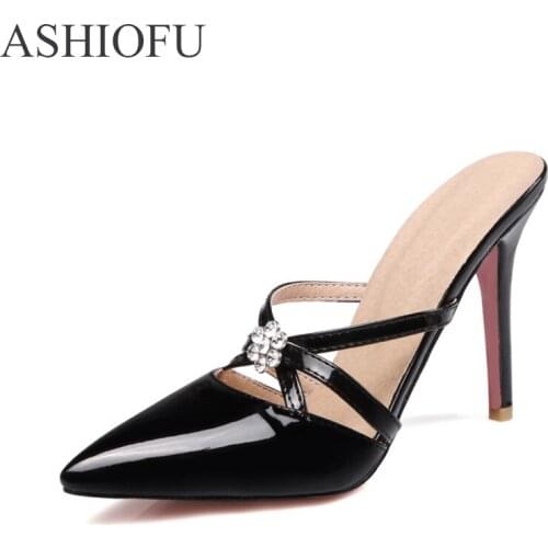 ASHIOFU Womens Sandals Easywear High Heel Slipper Sandals Sexy Party Prom Summer Fashion Court Shoes