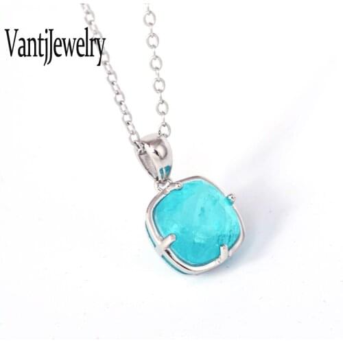 Created Paraiba Pendant Sterling 925 Silver Tourmaline Necklace Gemstone for Women Birthday Party Jewelry Gift Free Shipping