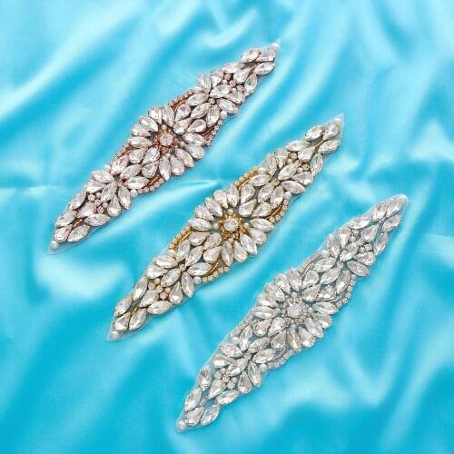 SESTHFAR Bridal Belt Wedding With Silver Crystals Rhinestone Applique Sash Belt For Wedding Dress