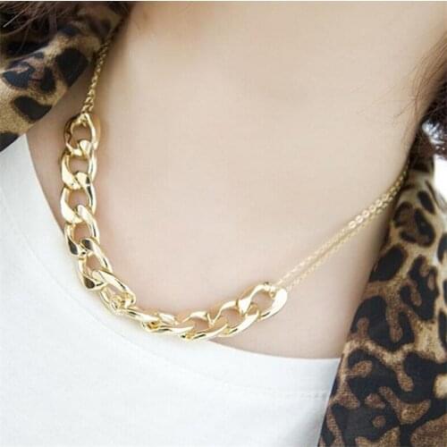 1pc Women Charm Double Chains Necklace Gold Plated Circles Collar Pendant Necklaces