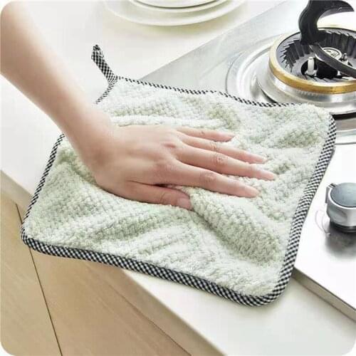 5pcs Thick Kitchen Daily Dish Towel Dish Cloth Kitchen Rag Non-stick Oil Thickened Table Cleaning Cloth Absorbent Scouring Pad
