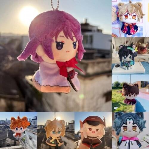 Anime Genshin Impact Barbatos Venti Tartaglia Zhongli Cute 12cm Plush Dango Dolls Bag Pendant Keychain Keyring Toy Gift Cosplay