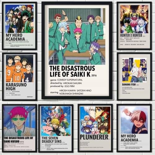 WTQ Anime Poster Anime Collection FAIRY TAIL Death Note Hunter X Hunter Haikyuu!! Canvas Painting Wall Art Picture Home Decor