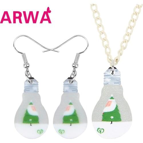 ARWA Acrylic Christmas Tree Light Bulb Jewelry Set Necklace Earrings Decoration Accessory Jewelry For Women Girl Teen Kid Gift