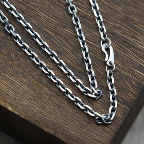 BOCAI 2021 New Fashion Real S925 Silver Men Necklace Cross Necklace for Men Long Sweater Chain Taikoo Chain Men and Women