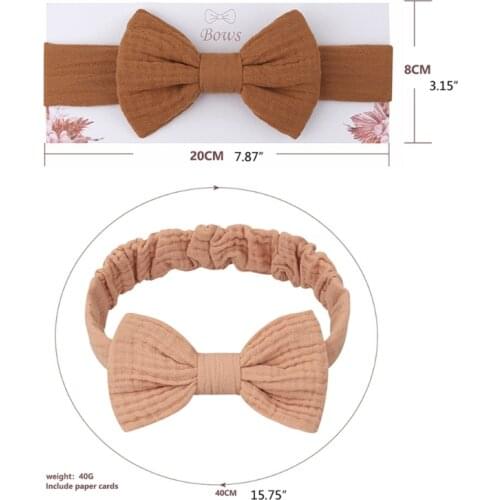 D7WF Baby Princess Bowknot Soft Cotton Hair Band Solid Color Snap Button Bib Set Gift