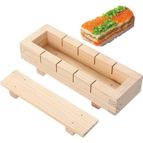 Wooden Rectangular Sushi Press Mold Box Sushi Making Kit DIY Sushi Rice Roller Sushi Making Tools Cocina Accesorio