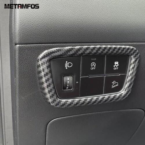 For Hyundai Tucson 2021 2022 2023 Carbon Fiber Head Light Lamp Switch Button Cover Trim Sticker Interior Accessories Car Styling