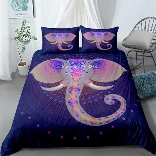 Home Textile Elephant Pattern Stylish and Comfortable Duvet Quilt Cover Pillowcase Bedding Set Adult Children Bedroom Decoration