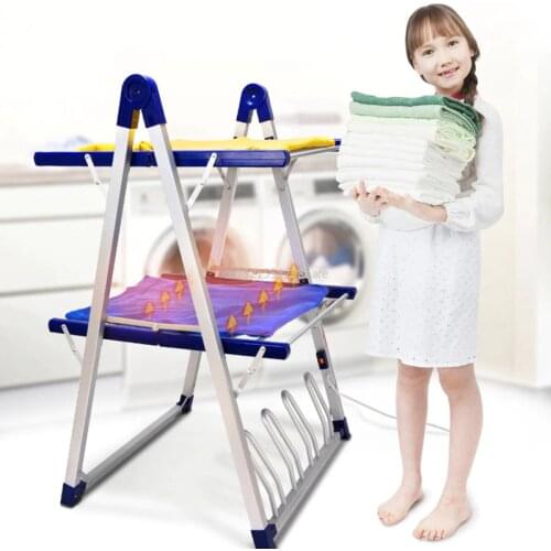 220V Electric Clothes Dryer Indoor Floor Drying Machine with Shoe Dryer Balcony Coat Hanger Folding Heating Rack 210W