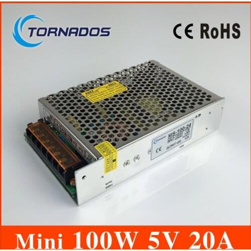 Power supply 100W 5V 20A mini size ac dc converter power supply unit ms-100-5 5v variable dc voltage regulator