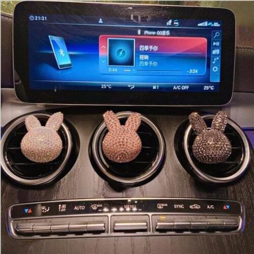 Korea Cute Diamond Little Rabbit Car Aroma Vent Buckle Accessories Creative Cartoon Car Perfume Air Freshener Decoration