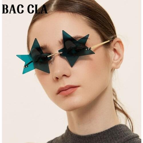 Fashion Unique Five-pointed Star Shape Sunglasses Women Vintage Rimless Clear Ocean Lens Eyewear Men Sun Glasses Shades