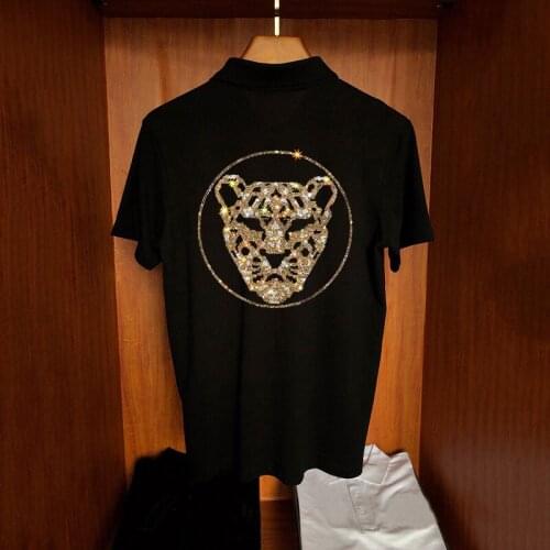 Street Hot Drill Breathable Fabric Slim Mens Polo Shirt Student Trend Handsome Personality Short Sleeve