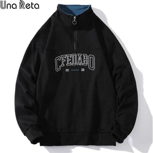 Una Reta Men Hoodies Streetwear Men Clothing Hip-Hop Zipper Design Sweatshirt Embroidery Cotton Pullover Tracksuit Men