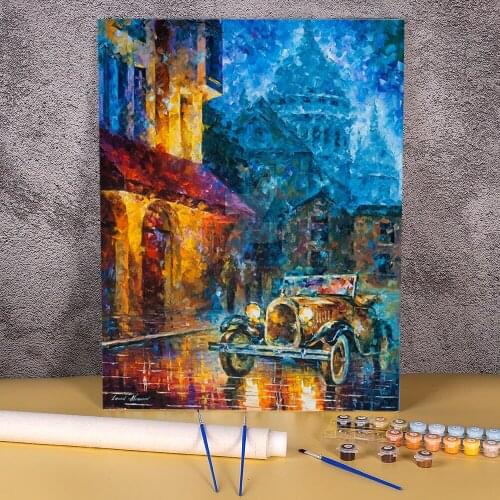 Vintage Car DIY Paint By Numbers Complete Kit Oil Paints 40*50 Boards By Numbers New Design For Kids Wholesale