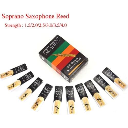 10pcs Saxophone Reed Set Bb Tone with Strength 1.5/2.0/2.5/3.0/3.5/4.0 for Soprano Sax Reed Woodwind Instrument Musical Access