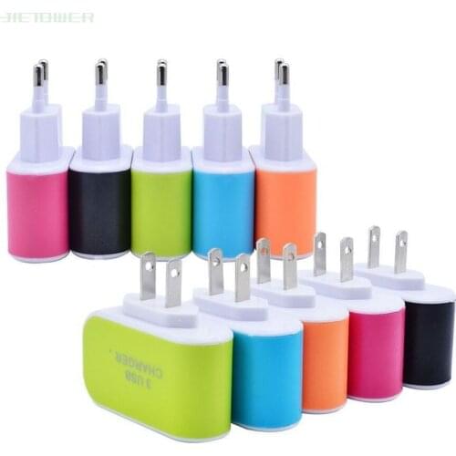 Hot Sale US EU Plug 3 USB Wall Chargers 5V 3.1A LED Adapter Travel Power Adapter with Triple USB Ports Adaptor 30pcs/lot