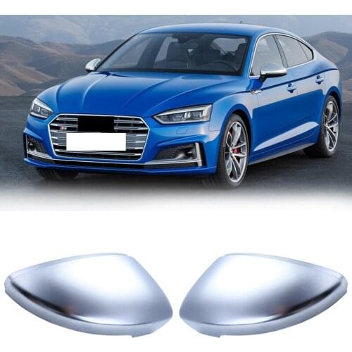NEW-1Pair Car Wing Mirror Caps Matt Chrome Mirror Cover Rearview Side Mirror Cap S Line for - A4L A5 S4 S5 2017-2021