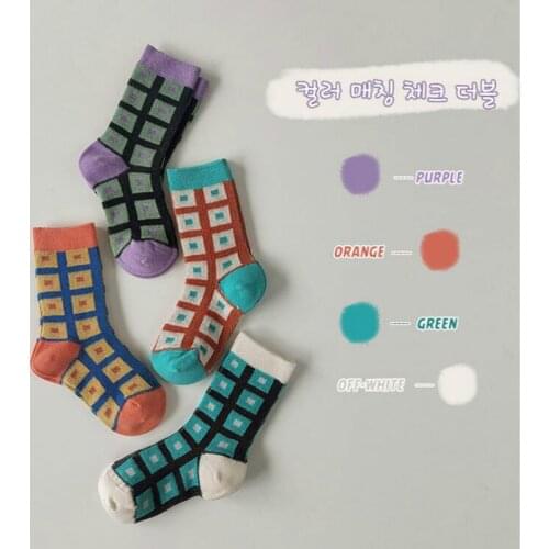 4Pairs/lot Spring Autumn New Kids Socks Korean Fashion Lattice Baby Boys Girls Cotton Socks for 1-8Years Children Student