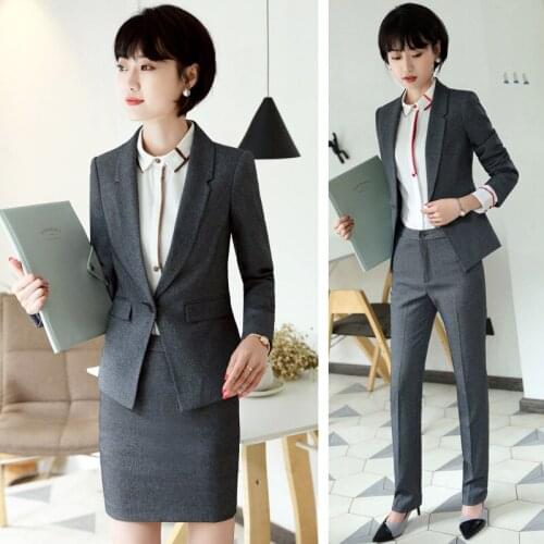 New Spring Womens Long Sleeve Professional Womens Pants Set 2 Two Piece Sets Suit OL White Collar Executive Work Uniform