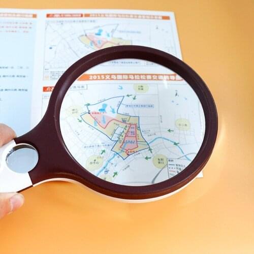 New 70138A/B Handheld 4-LED Light 150mm Old People Reading Double-Light Racket Magnifier