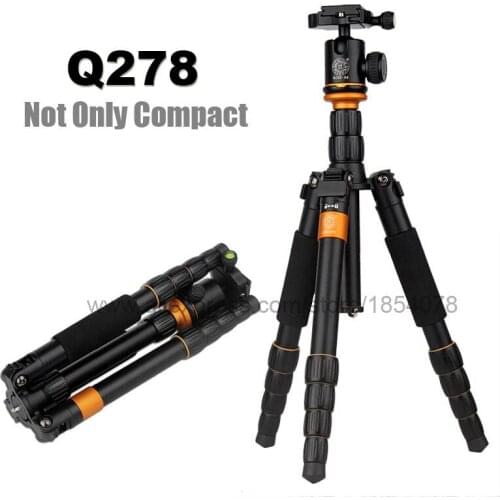 Original QZSD Q278 Lightweight Compact Tripod Monopod Professional Ball Head for Canon Nikon DSLR Camera / Portable Camera Stand