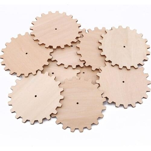 10pcs Creative DIY Wood Gear Puzzle Hand Drawn Doodle Accessories For Board Game Pieces Arts Crafts Projects Ornaments