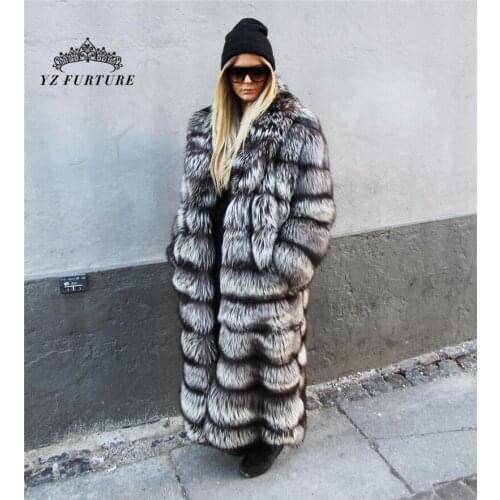 Luxury Real Fox Fur Coat Warm Thick For Womens Fox Fur Outerwear fashion fur coat real fur fox women coat with hood Jackets