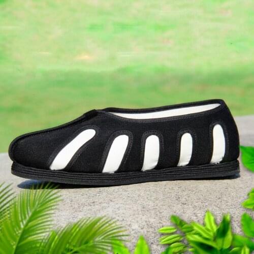 Manual Strong Cloth Rebber Soles Taoist Shoes Chinese Traditions Footwear Tai Chi Shoes Kung Fu Wushu Shoes Black