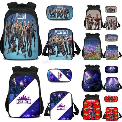 Fortress Night Backpack Fortnites Schoolbag Set Polyester Mens and Womens School Students' Knapsack for Teens Birthday Gifts