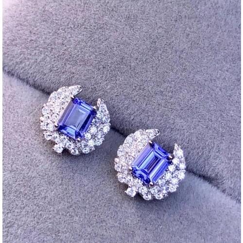 Tanzanite earring Free shipping Natural real anzanite 925 sterling silver Natural and Real TanzaniteEarring