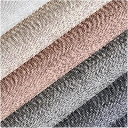 Width 54'' Solid Color Simple Linen Grain Leather Fabric By The Yard For Background Wall Decoration Sofa Furniture Seat Material