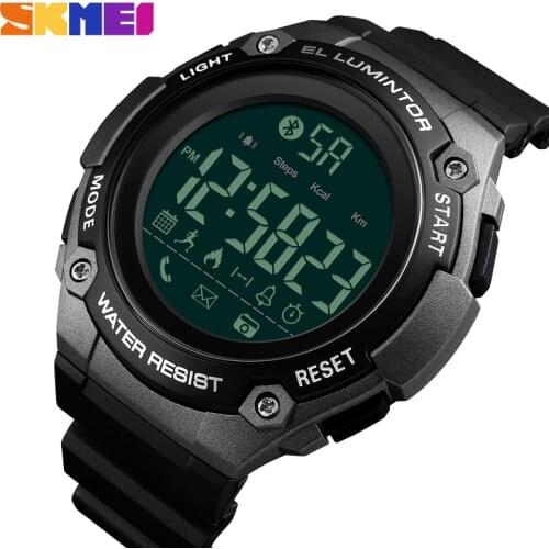 SKMEI Men Bluetooth Sports Clock Calorie Pedometer Smart Watches Fashion Military Waterproof Digital Wristwatches reloj hombre