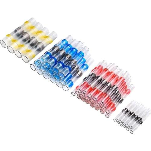 55Pcs Solder Seal Wire Connector,Solder Seal Heat Shrink Butt Connectors,Waterproof Electrical Butter Terminals Wire Splice Fo