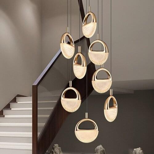 Modern Light Luxury Handbag Smart Plug Apartment Spiral Staircase Dining Living Bedroom Gold Bedside Large Long Chandelier