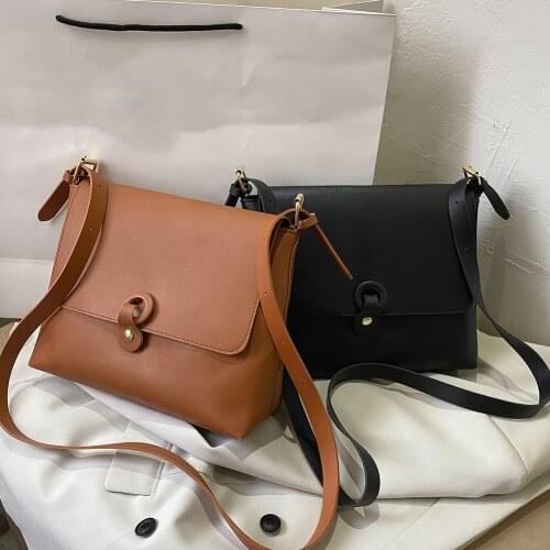 Women Casual Solid Color Large Capacity Shoulder Messenger Bag Fashion PU Leather Ladies Flap Stylish Crossbody Buckle Bags