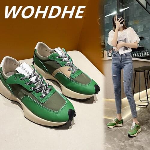 WOHDHE Women Casual Shoes Comfortable Walking Breathable Mesh Outdoor Shoes Running Mujer Lace-up Solid Fashion New 2021 Sneaker