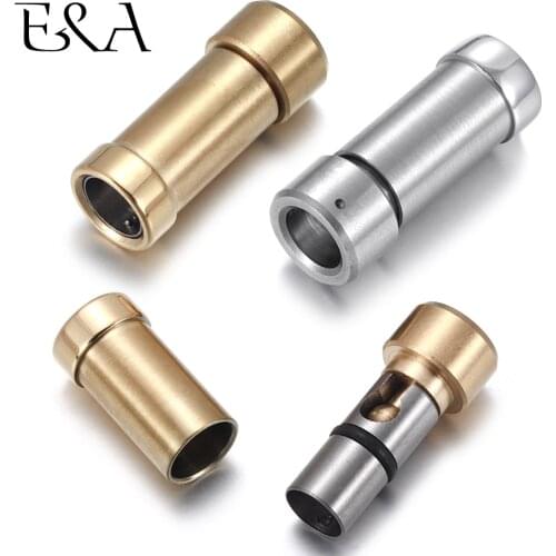 Stainless Steel Bayonet Clasp Hole 6mm Leather Cord Bracelet Clasps Pushlock Buckle DIY Necklace Jewelry Making Parts Supplies