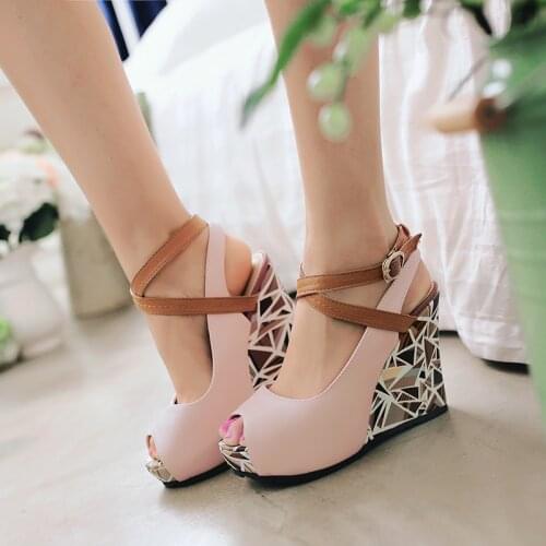 Sianie Tianie 2021 Summer Peep Toe Ankle Cross-Strap Platform Wedges High Heels Womans Shoes Bohemian Women Gladiator Sandals
