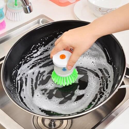 1Pc Automatic Liquid Cleaning Brush Washing Soap Dispenser Dish Cleaning Brushes Kitchen Accessories Gadgets Cleaning Tool
