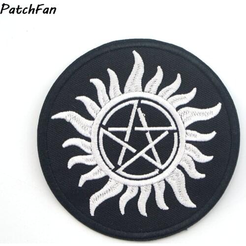 1pcs Symbol of Supernatural Black Anti-Possession Stickers Embroidery Motif Applique Garment Kids DIY Clothes Badge