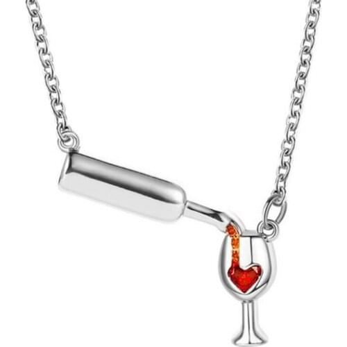 12Pcs/lot Wine Pendant Necklace for Women Battle Wine Choker Necklace