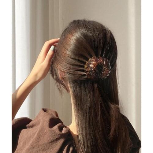 2020 Fashion Retro Leopard Print Hairstyle Womens Nest Expanding Crystal Bird Bun Claw Tail Clips Pins Hair Hairdresser Ho A0N2