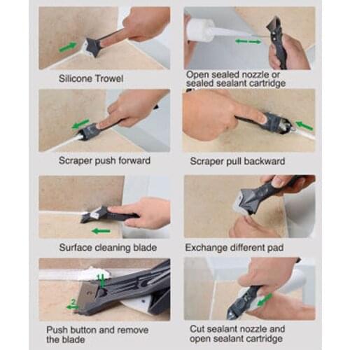 3 in1 Silicone Remover Sealant Smooth Scraper Caulk Finisher Grout Kit Tools Floor Mould Removal Hand Tools Set Accessories