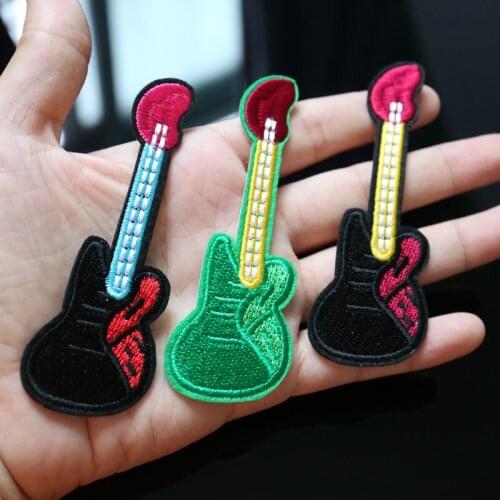 3pcs/set embroidery gitar patches for clothing Embroidered iron on parches for clothes Sewing applique parches